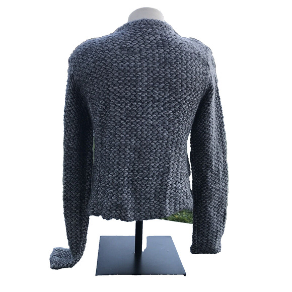 ANN TAYLOR Cardigan Grey Knit Wool Mohair Blend Button-Front Women’s Sz Med - Picture 2 of 6